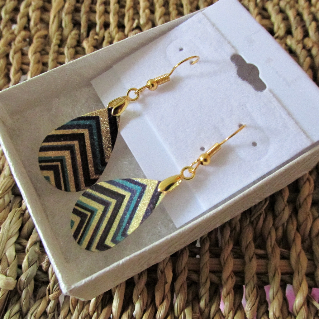 18k Gold Plated Aztec-Print Earrings 14$